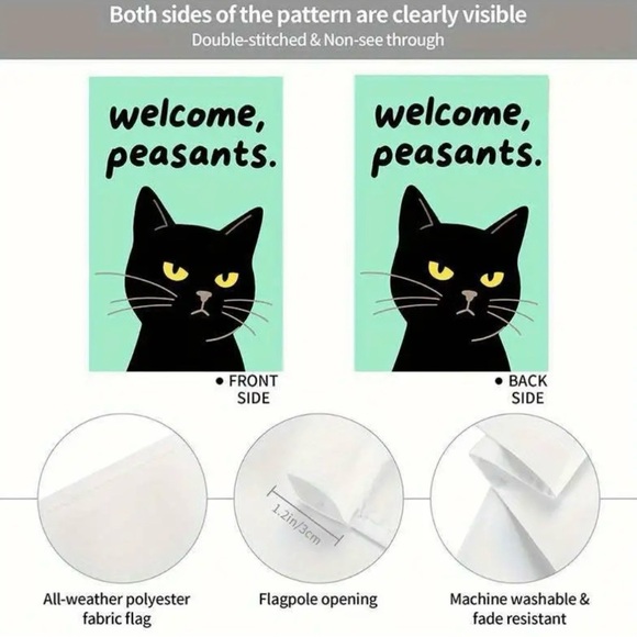 Black Cat Welcome Flag Garden Flag, NEW, Funny - Picture 2 of 6